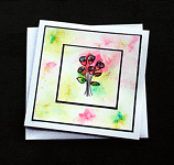 Watercolour Roses - Handcrafted (blank) Card - dr18-0020